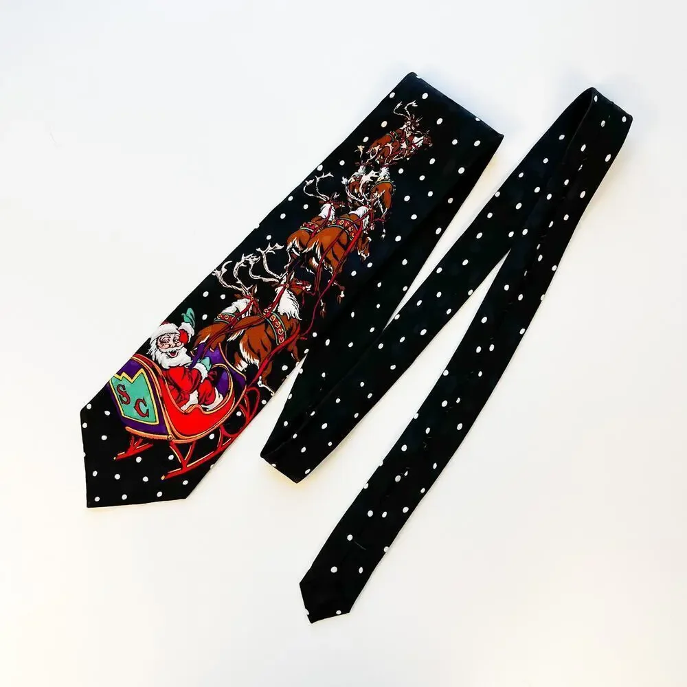 Vintage Addiction‎ Christmas 100% Silk Neck Tie Santa Claus Holiday Festive